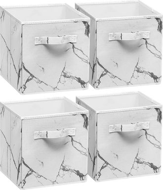 Sorbus Foldable Storage Cube - Set of 4 in White Marble at Nordstrom Rack