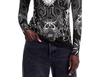 Johnny Was Janie Favorite Long Sleeve Boat Neck Fitted Tee In Krysallis