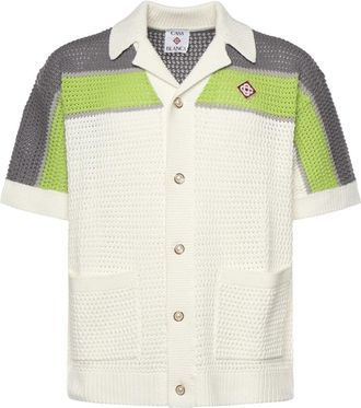 Casablanca Crochet Shirt - Heren - Korte mouwen Overhemden - Veelkleurig - XL - Katoen - Overhemden
