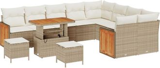 vidaXL Garden Sofa Set 12 pcs Beige, Cream 90 x 55 x 71 cm Poly Rattan Vidaxl