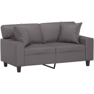 vidaXL Sof&aacute; De 2 Plazas Con Cojines Cuero Sint&eacute;tico Gris 120 Cm Vidaxl
