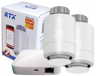 OEM 2 Cabezales De Termostato Rtx + Puerta De Enlace Lan Zigbee Tuya Set2