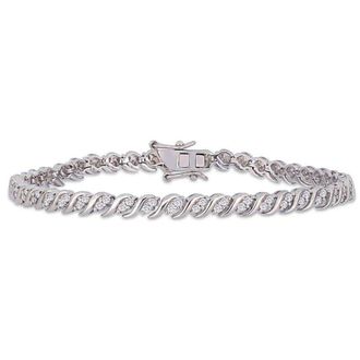 Amour 1 CT TW Diamond S-shape Tennis Bracelet In Sterling Silver