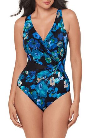 Miraclesuit Secret Garden Circle One-Piece Swimsuit in Blk/Multi at Nordstrom, Size 14