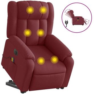 vidaXL Vidaxl - Sill&oacute;n De Masaje Elevable El&eacute;ctrico Tela Rojo Tinto