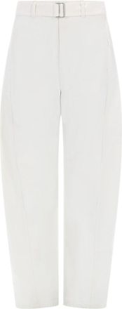 Christophe Lemaire Neutral Twisted Straight Leg Cotton Formal Pants