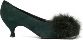 Romeo Gigli 1990s suède pumps met pompon detail - Groen