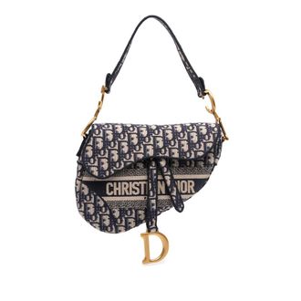 Dior Pre-owned Dior Oblique Embroidered Canvas Saddle Bag Ladies U7CL1DIU17GR19PR