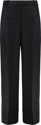 Calvin Klein Wool Gabardine Wide Leg Trouser - Dames - Wijde Broeken - Zwart - 3XS - Wol - Broeken