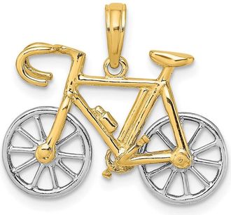 Diamond2Deal 10k Yellow Gold Rhodium 3-D Ten Speed Bicycle Charm Pendant