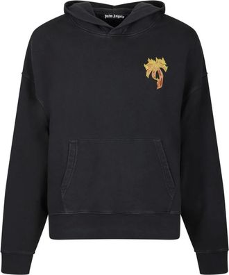 Palm Angels Heren, Sweatshirts & Hoodies, Zwart, Maat: S Katoen