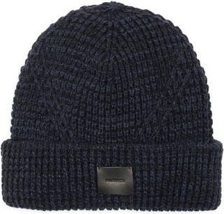AllSaints Angled Stitch Marled Beanie in Black/Collegiate Blue at Nordstrom Rack