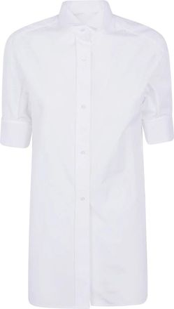 Maison Margiela Katoenen Shirt met Korte Mouwen - Dames - Overhemden - Wit - XS - Katoen - Overhemden