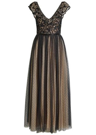 Needle & Thread Adeline Floral-embroidered Tulle Gown - Black - 12 (UK16 / XL)