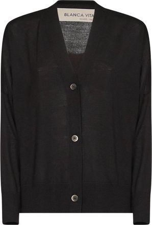 Blanca Vita Cardigan met knoopsluiting - Dames - Vesten - Zwart - M - Wol - Truien & Vesten