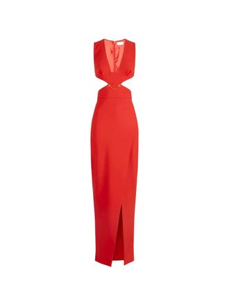 Elisabetta Franchi Maxi-jurk met uitgesneden details en kettingdetail - Rood