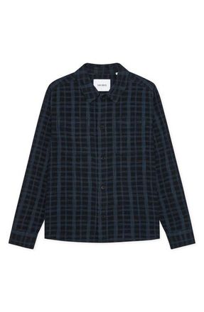 Les Deux Texture Slub Cotton Overshirt in Dark Blue Night at Nordstrom, Size Xx-Large