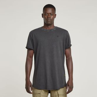 G-Star T-Shirt G-STAR Text Back Overdyed Lash, Herren, Gr. M, schwarz (dk schwarz gd), Jersey, Obermaterial: 100% Baumwolle, bedruckt, overdyed, relaxed fit,