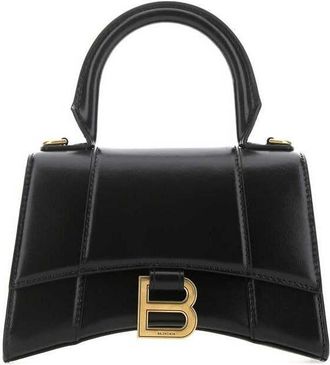Balenciaga Hourglass XS Handbag In Black Shiny Box Calfskin