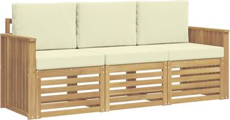 vidaXL Juegos De Sof&aacute;s 3 Uds. Blanco Y Crema Poli&eacute;ster Vidaxl