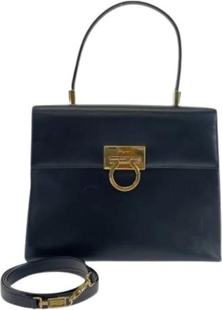 Ferragamo Pre-owned Schoudertas - Dames - Vintage Handtas - Zwart - ONE Size - Leer - Vintage