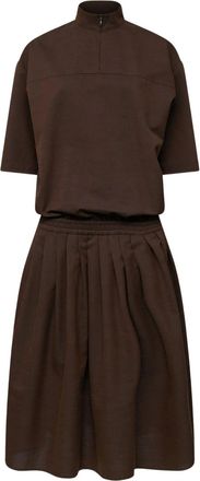 Maison Margiela Anatomic Pleated Midi Wool Midi Dress