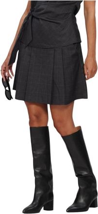 Co'Couture Eloracc Pocket Pleat Mini Rok - Dames - Korte rokken - Grijs - XL - Leer - Rokken