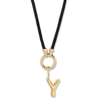 Brook & York Kai Initial Charm Necklace in Gold/Black Y at Nordstrom