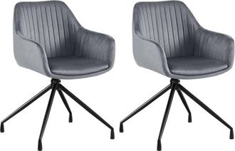 Clp Clp - Lote De 2 Sillas De Comedor Welby Gris Oscuro Terciopelo