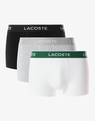 Lacoste Mens Lacoste 3-Pack of Mens Trunks - Black/White-Silver Chine NUA - Size: 37/36/32