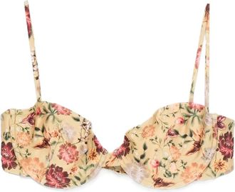 Agua Bendita Top bikini a fiori - Giallo