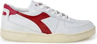 Diadora Heren Sneakers Rood Herfst/Winter Stijl - Heren - Sneakers - Wit - 42 1/2 EU - Leer - Schoenen
