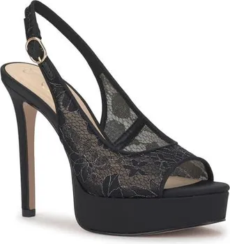 Jessica Simpson Sibilla Slingback Platform Sandal in Black/pewter at Nordstrom, Size 8.5
