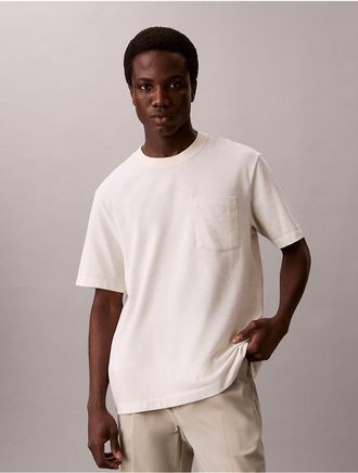 Calvin Klein Mens Cotton Blend Relaxed T-Shirt - White/Natural - 2XL