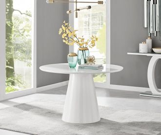 Furniturebox Palma 120cm 6-Seater Round Pedestal Dining Table In Multiple Finishes in White