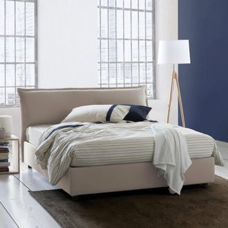 Dmora Cama Matrimonial Clio, Cama Contenedor Con Funda Extra&iacute;ble Con Cabecero Tapizado Y Estructura De Cama, 100% Made In Italy, Adecuado Para Colch&oacute;n 160x1