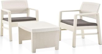 vidaXL Juego De Muebles De Jard&iacute;n 3 Piezas Pl&aacute;stico Blanco Vidaxl