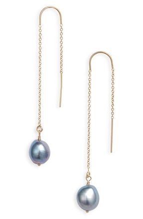 Set & Stones Sabina Keshi Pearl Threader Earrings in Gold/peacock at Nordstrom