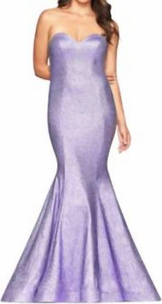 Faviana Metallic Mermaid Gown In Lavender