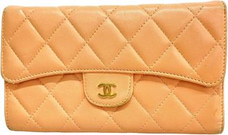 Chanel Salmon Pink Leather Long Wallet (Bi-Fold) (Pre-Owned)