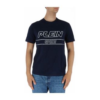 Plein Sport T-Shirts, male, Blue, Size: L Blue Print Short Sleeve T-shirt