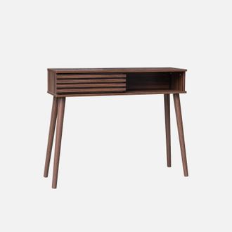 Sweeek Sweeek - Consola Escandinava Efecto Madera Y Puerta Corredera, 100cm, Madere, Madera De Nogal, 29x100x81 Cm