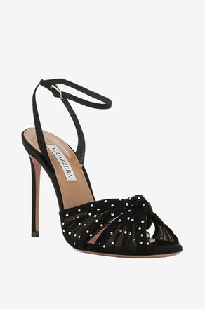 Aquazzura Absatzsandalen aus Musselin mit Kristallen Slow Kisses 105