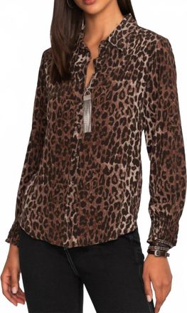 Johnny Was Smocked Cuff Western Shirt In Original Leopard