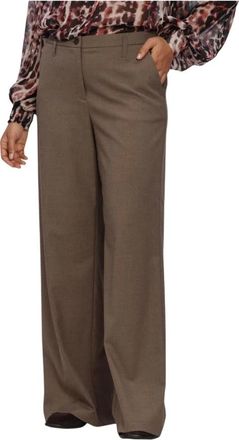 Summum Broeken, Dames, Bruin, XS, Leer, Melange Wijde Broek