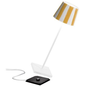 Zafferano Lampada a led da tavolo Poldina Lido a righe gialle ricaricabile e dimmerabile con batteria fino a 12 ore. Per uso esterno IP65