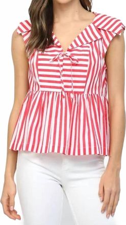 Fate Peplum Striped Top In Red