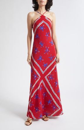 Staud Cubism Halter Maxi Dress in Painted Foulard at Nordstrom, Size 16