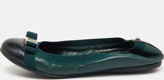 Carolina Herrera CH Carolina Herrera Green/Black Patent and Leather Bow Ballet Flats Size 37