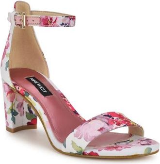 Nine West Pruce Ankle Strap Sandal in Medium Pink Floral at Nordstrom, Size 8.5